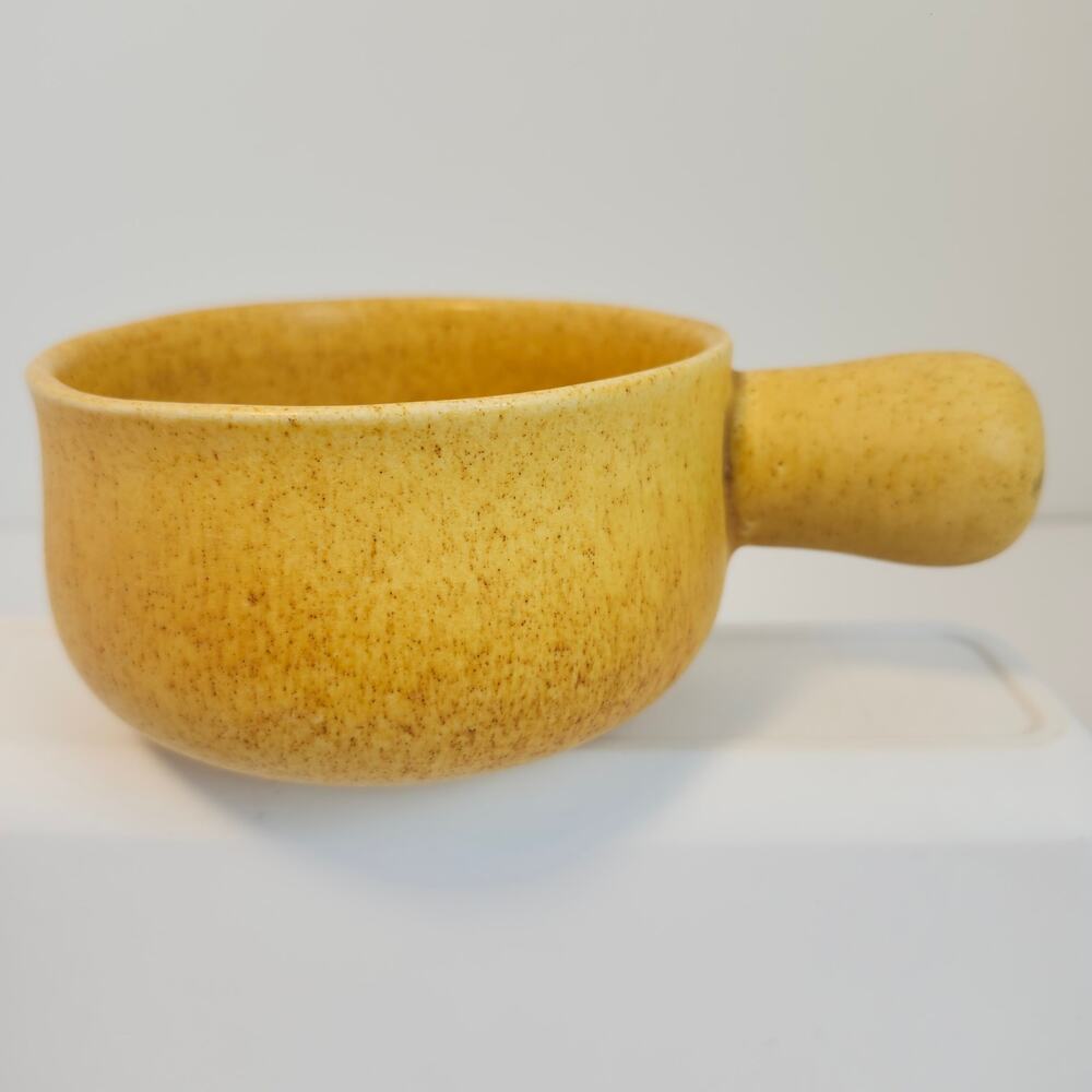 Abu Gosh Ceramics Jerusalem  Bowl With Handle Yellow Pottery Israel